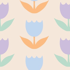 (L) Warm Boho Blue and Lavender Tulips for Easter and Spring