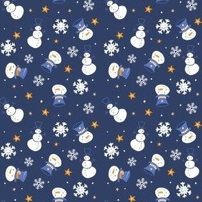 (S) Snowmen and Snowflakes Christmas Holiday Blue