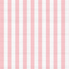 Pastel French Linen Style Vertical Stripes Coordinate For Fleur de Lis Damask Pattern Pink White Smaller Scale
