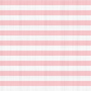 Pastel French Linen Style Horizontal Stripes Coordinate For Fleur de Lis Damask Pattern Pink White Smaller Scale