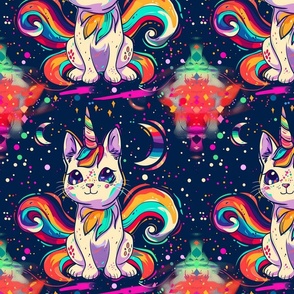kawaii unicorn kitty in space