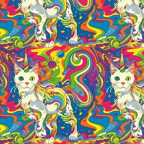 fluid art kawaii neon groovy unicorn cat
