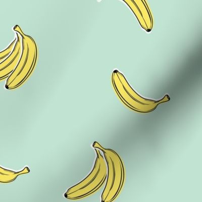 Mini Bananas Teal Mint  Pop art Allison Kreft