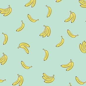 Mini Bananas Teal Mint  Pop art Allison Kreft
