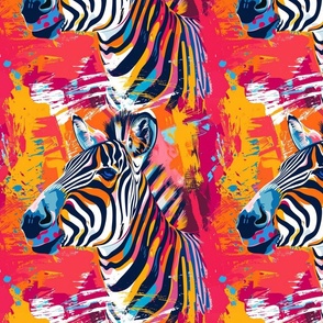 splatter art neon zebra herd