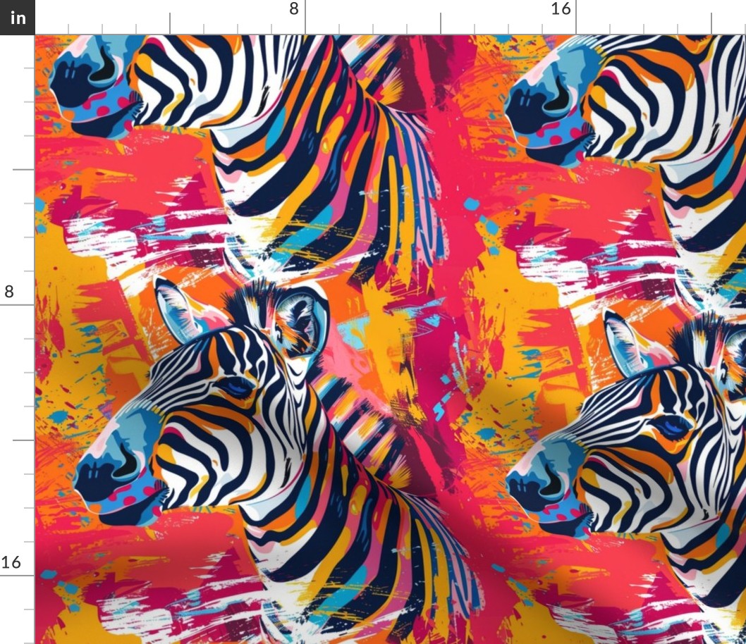 splatter art neon zebra herd