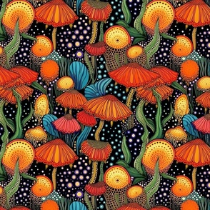 groovy polka dot mushroom geometric forest