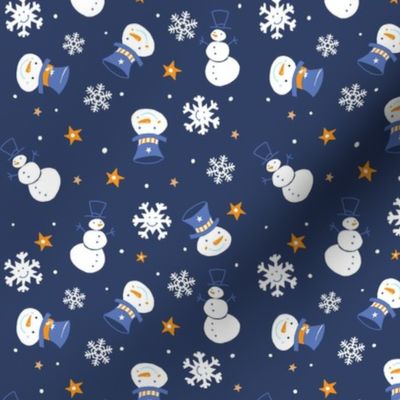 Snowmen and Snowflakes Christmas Holiday Blue