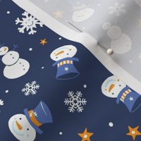 Snowmen and Snowflakes Christmas Holiday Blue