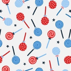 Medium size - lollipops and stars in red and blue - Independence Day candy mix - 4th of July stars and treats