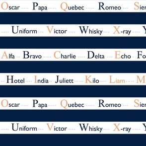 LIAM name NATO alphabet on navy stripes in blue and white