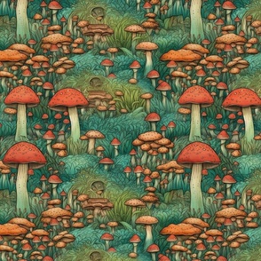 magic fairy tale forest of mushrooms