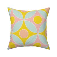 Peach Fuzz and Lime Geometric flowers with texture big