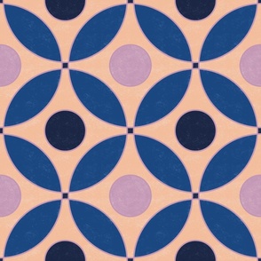 Peach Fuzz and Blueberry Geometric flowers with texture extra big