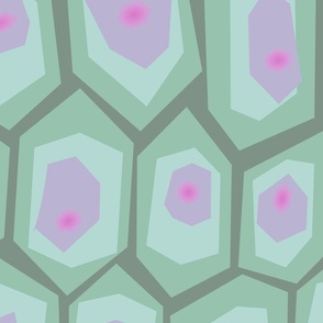dreaming polygon abstract cells green purple - large