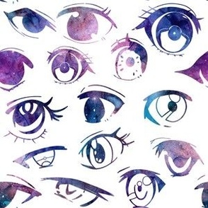 Shojo Anime Eyes Pastel Galaxy Stars