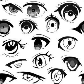 Shojo Anime Eyes Black & White