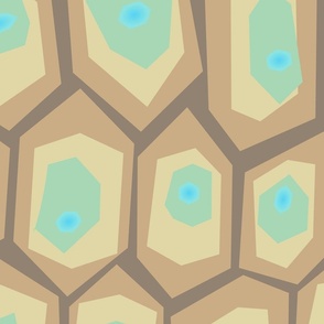 dreaming polygon abstract cells brown aqua  - large