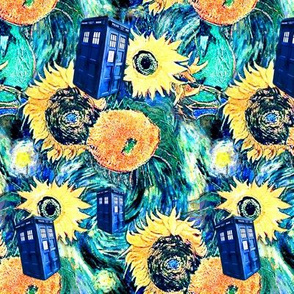 Van Gogh's Starry Night + Sunflowers   Police Box