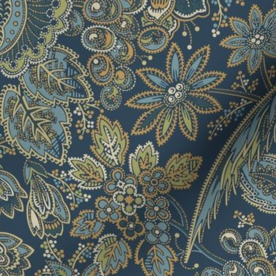 Pheasant in the Garden Maximalist Chintz Washington Blue Large 