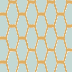 funky hexagons green gold