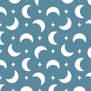 Crescent Moon And Stars Blue, Large Scale