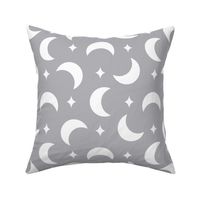 Crescent Moon And Stars Grey, Large Scale