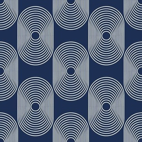 Geometric Concentric Oval Navy Large Scale