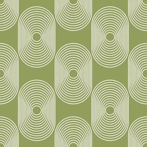 Geometric Concentric Oval Green Large Scale