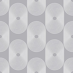Geometric Concentric Oval Grey Large Scale