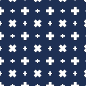 Geometric Cross And X Navy