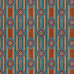 Turquoise Red and Rust Sarape Print vertical