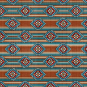 Turquoise Red and Rust Sarape Print Horizontal