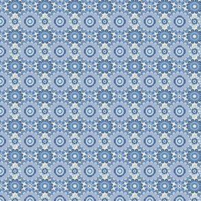 70´s Vintage Colourful Retro Tile Pattern - blue-tones - Small size