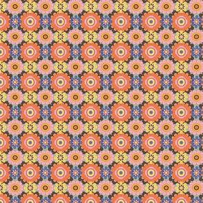 70´s Vintage Colourful Retro Tile Pattern orange_pink_and_turquise - Small size