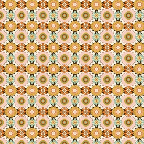 70´s Vintage Colourful Retro Tile Pattern - Orange_mustard_and_turquise - Small size