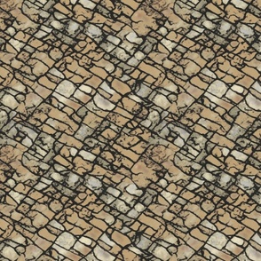 Dry Stone Cobbles Slate Flagstones, Wall Floor, Sandstone Brown Beige, Small