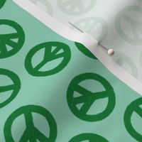 Grainy Painted Peace Signs - Green on Green - 8.5x8x5 inch repeat