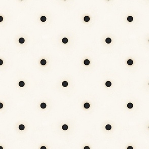Sparse Black Polka Dots on Antique White (large scale)