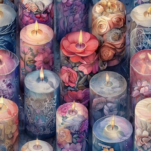 Flowery Watercolor Colorful Candles