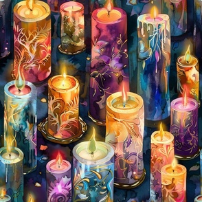 Watercolor Fantasy Candles