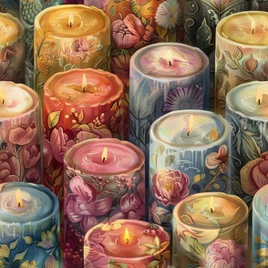 Watercolor Floral Colorful Candles