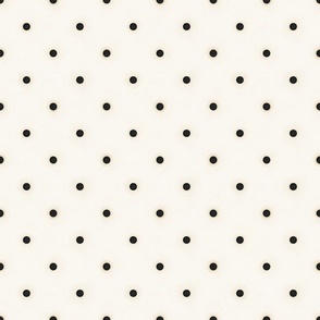 Sparse Black Polka Dots on Antique White (medium scale)
