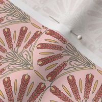 breaking bread: art deco wheat in rose pink and gold, 6" 