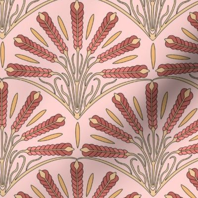 breaking bread: art deco wheat in rose pink and gold, 12" 