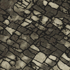 Dry Stone Cobbles Slate Flagstones, Wall Floor, Slate Black Grey Taupe, large