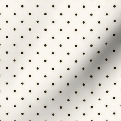 Sparse Black Polka Dots on Antique White (small scale)