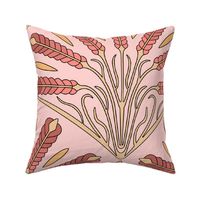 breaking bread: art deco wheat in rose pink and gold, jumbo scale, 24"