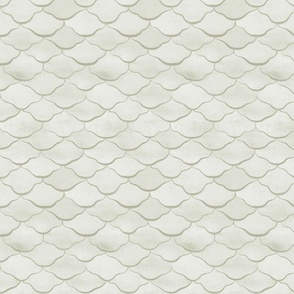 Small Watercolor Monochrome Dulux White Cabbage Green Mermaid Fish Scales with Stylised Lines