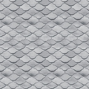 Small Watercolor Monochrome Dulux Oolong Grey Mermaid Fish Scales with Stylised Lines